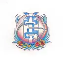 the letter g with basketball around it tattoo design idea