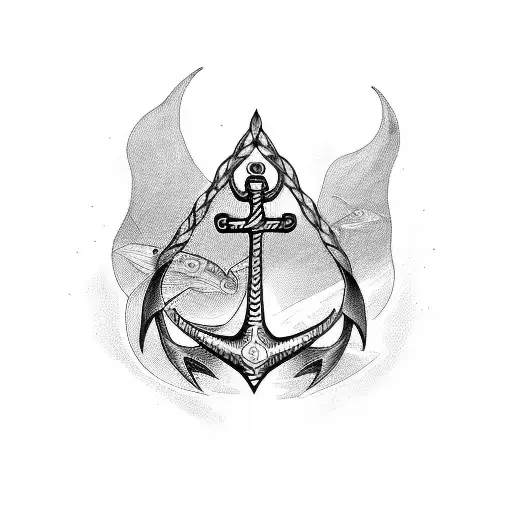 fish,anchor,chain,treasure chest,Viking, tattoo design idea