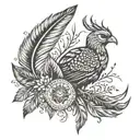 turkey feather and deer antlers tattoo design idea