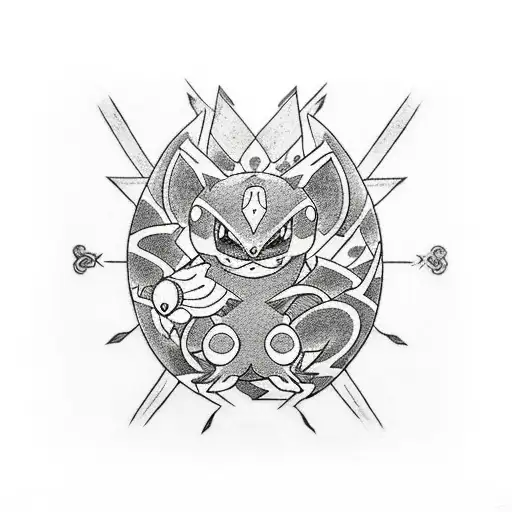 Japanese Pokemon Fantasma Tattoo Idea - BlackInk AI