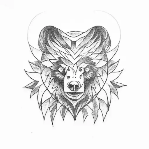 create a small tattoo to represent my parents with an eagle and bear or bear paw. tattoo design idea