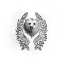 create a small tattoo to represent my parents with an eagle and bear or bear paw. tattoo design idea