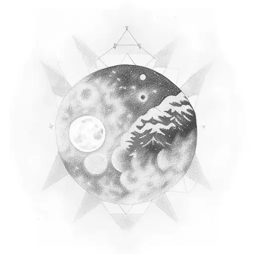 Orion constellation with the moon. tattoo design idea