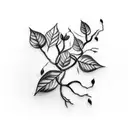 Adorable tiny dark vine leaf-inspired choker tattoo that says Niklas Eschmeier on your neck tattoo design idea