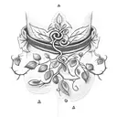 Adorable tiny dark vine leaf-inspired choker tattoo around the name Niklas Eschmeier in gothic font  on your neck tattoo design idea