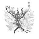 Adorable tiny dark vine leaf-inspired choker tattoo around the name Niklas Eschmeier in gothic font  on your neck tattoo design idea