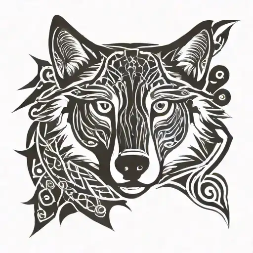 lone wolf looking forward tattoo design idea