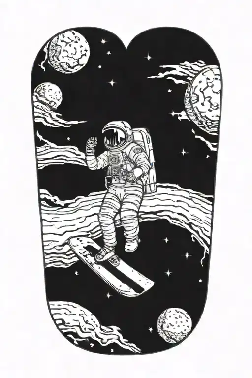 astronaut skateboard with a tattoo design idea