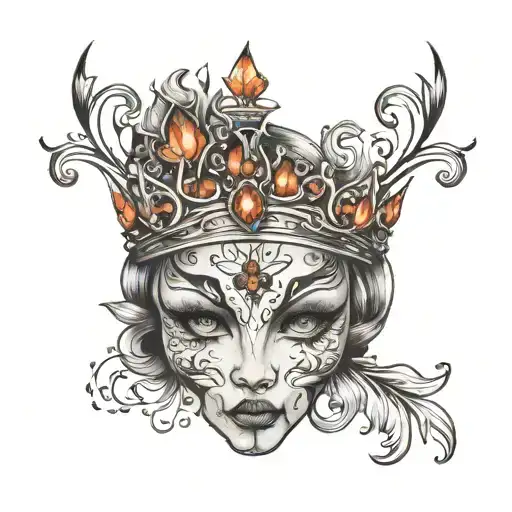 tiara with embers left from earlier tattoo design idea