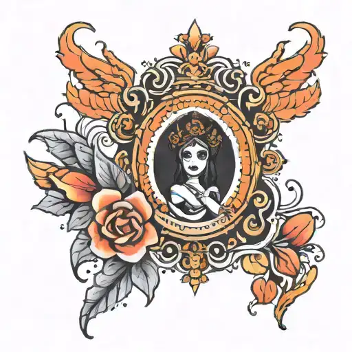 tiara and fire tattoo design idea