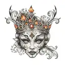 tiara with embers left from earlier tattoo design idea