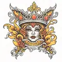 tiara and fire tattoo design idea