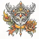 tiara and fire tattoo design idea