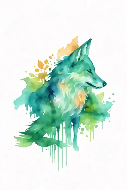 a fox, stag, wolf, and hawk to represent the members of a family tattoo design idea