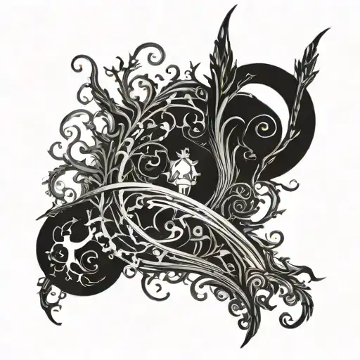 tim burton style sleeve tattoo design idea