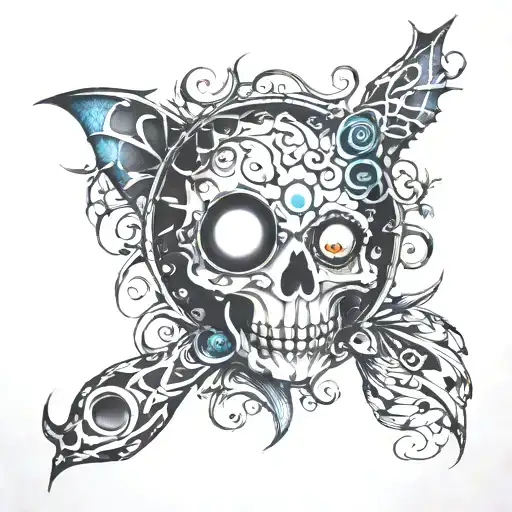 tim burton style sleeve tattoo design idea
