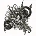 tim burton style sleeve tattoo design idea