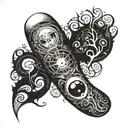 tim burton style sleeve tattoo design idea