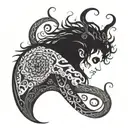tim burton style sleeve tattoo design idea