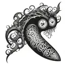 tim burton style sleeve tattoo design idea