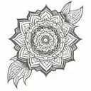 Flower mandala tattoo,  elegant, black and white.  tattoo design idea