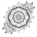 Flower mandala tattoo,  elegant, black and white.  tattoo design idea