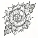 Flower mandala tattoo,  elegant, black and white.  tattoo design idea