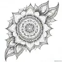 Flower mandala tattoo,  elegant, black and white.  tattoo design idea