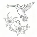 hummingbird and Old key tattoo design idea