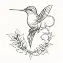 hummingbird and Old key tattoo design idea