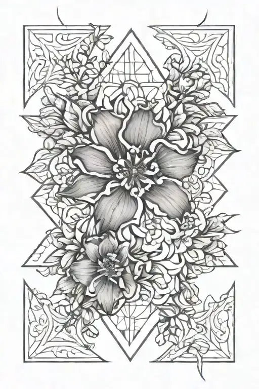 larkspur and carnation flower tattoo design idea