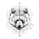 urso de corpo inteiro sentado em um trono, usando uma coroa e com a espada excalibur apoiada do lado tattoo design idea