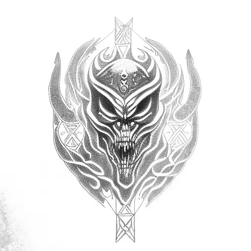 dark lovecraft greek monster tattoo design idea