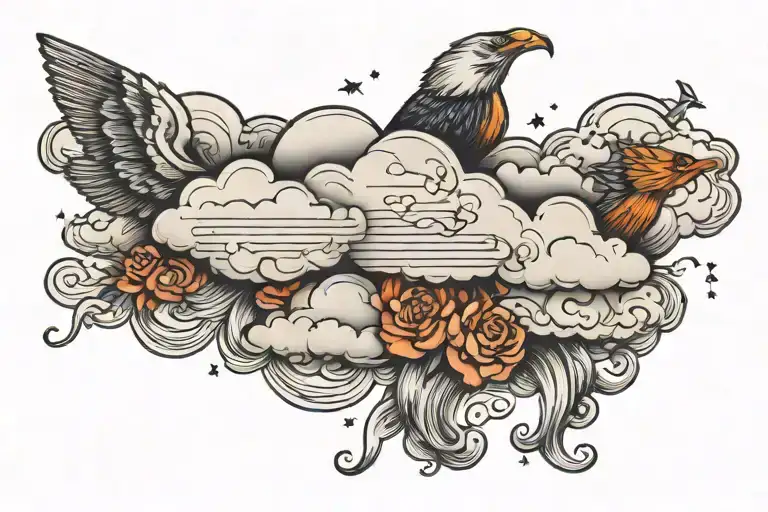 Clouds with names incorporated Sasha Brock Hayley Peyton tattoo design idea