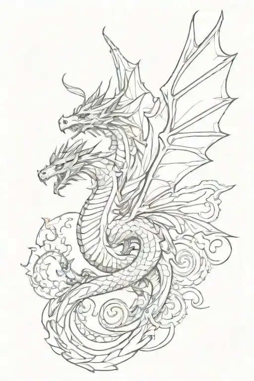 elegant dragon flying tattoo design idea