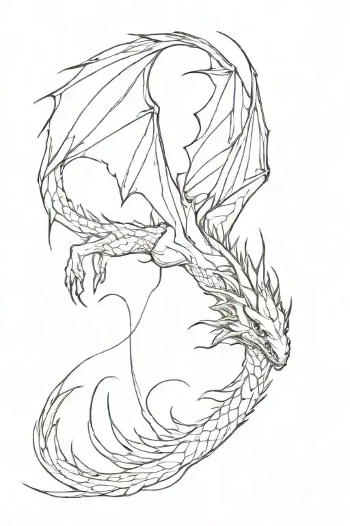 beautiful dragon flying tattoo design idea