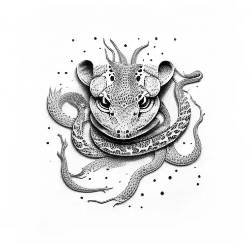 leopard gecko and a boa constrictor  tattoo design idea