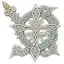 Celtic cross sword, intertwined dragons  tattoo design idea