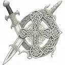 Celtic cross sword, intertwined dragons  tattoo design idea