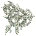 Celtic cross sword, intertwined dragons intertwined tattoo design idea