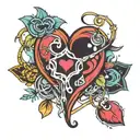 stiched heart with alex in graffiti in the middle  tattoo design idea