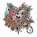 stiched heart with alex in graffiti in the middle  tattoo design idea