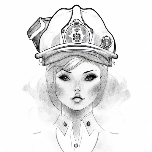 sexy firefighter girl tattoo design idea