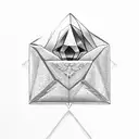 amethyst crystal envelope by roses tattoo design idea