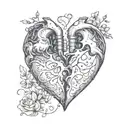 And even if we both only have half a heart, we can make two halves into one. tattoo design idea