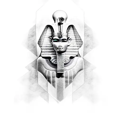 Egypt RA left angle black and white  tattoo design idea