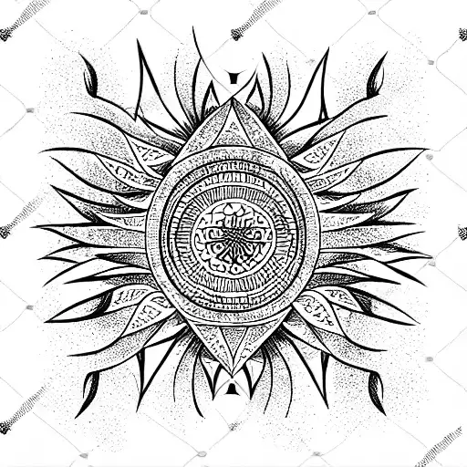 Oriental sun pattern  tattoo design idea