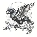 ram raven flying tattoo design idea
