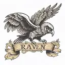 ram raven flying tattoo design idea