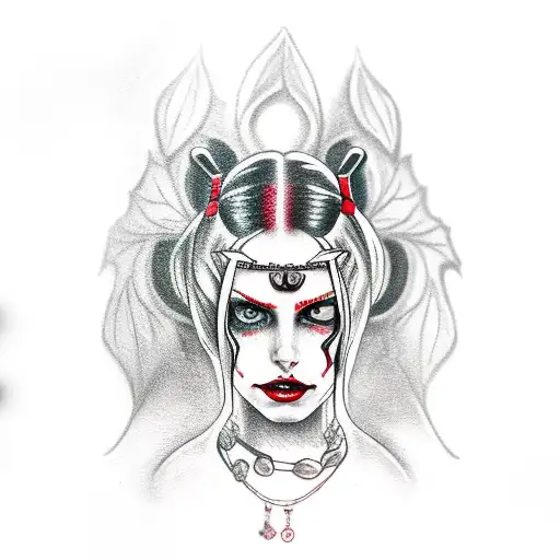 harley quin and posin ivy tattoo design idea